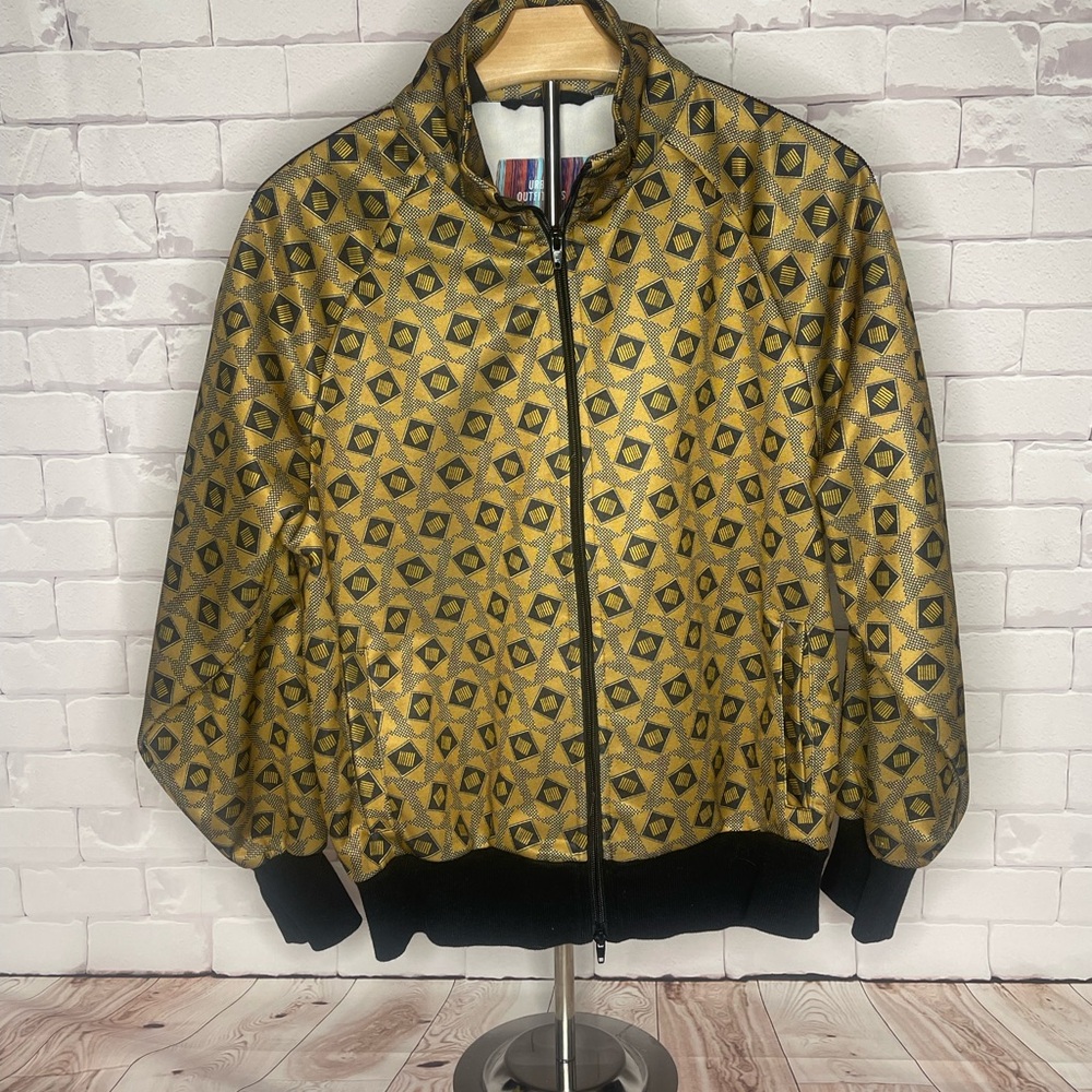 Urban Outfitters Mens Gold & Black Print Sleeve Stripe Track Jacket
